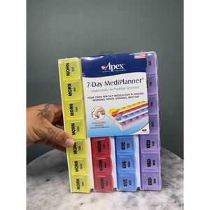 Apex 7-Day MediPlanner Pill Organizer Multicolor Travel Size 4 Compartments